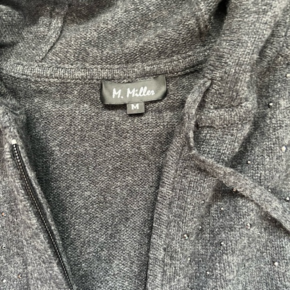 M. Miller Furs Cashmere and Swarovski Crystal Sequins Zip up Cardigan - Picture 5 of 8